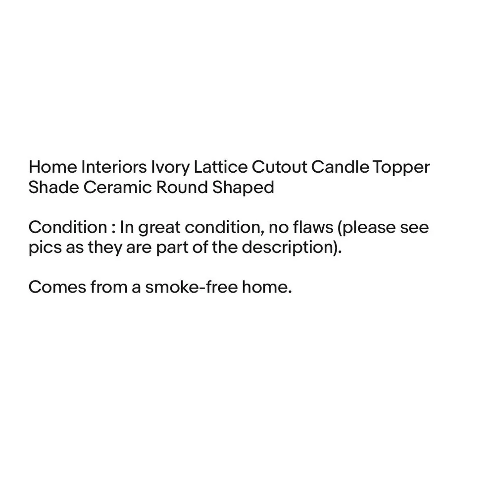 Home‎ Interiors Ivory Lattice Cutout Candle Topper Shade Ceramic Round Shaped